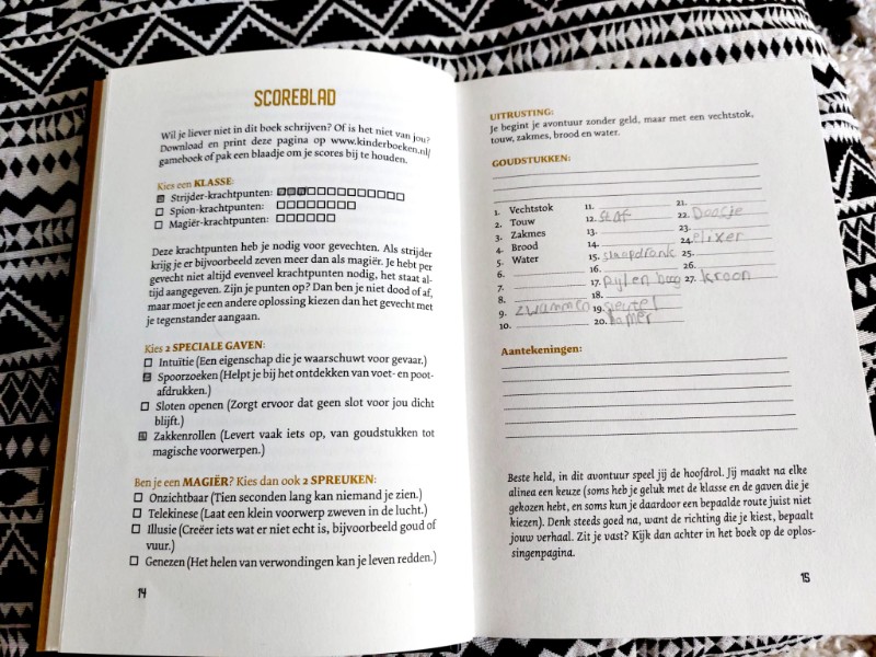 Gameboek Schaduwkraai scoreblad