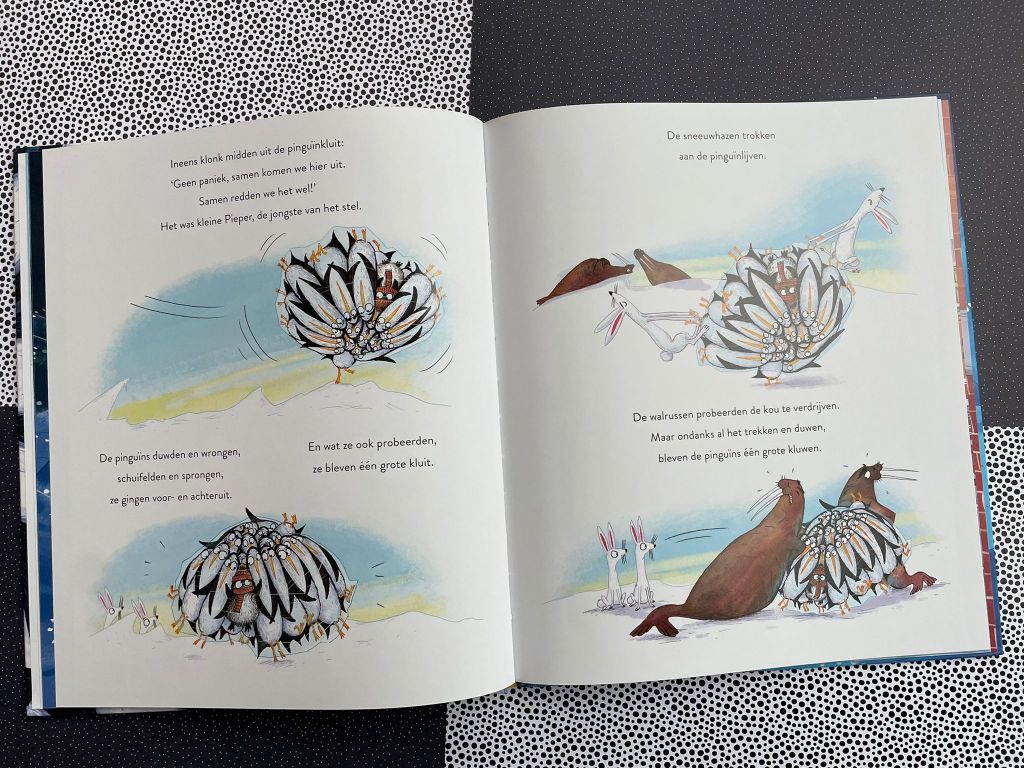 Alle pinguïns op een kluitje