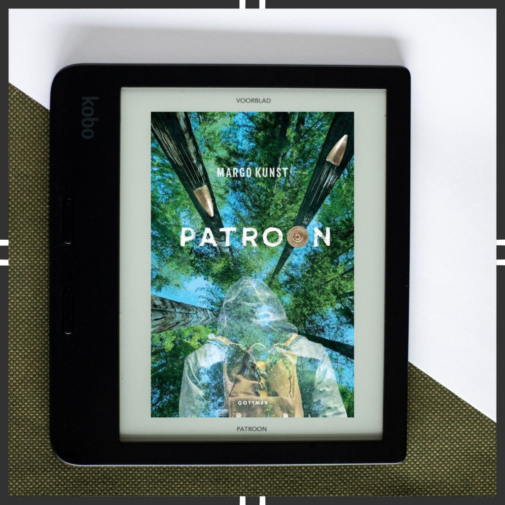 Patroon voorblad bomen patroonkogel jongen met rugzak op kobo e-reader