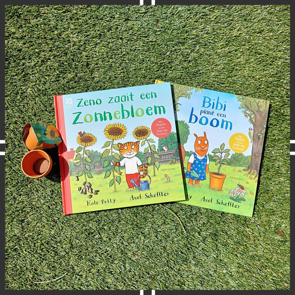 Bibi plant een boom Zeno zaait een zonnebloem