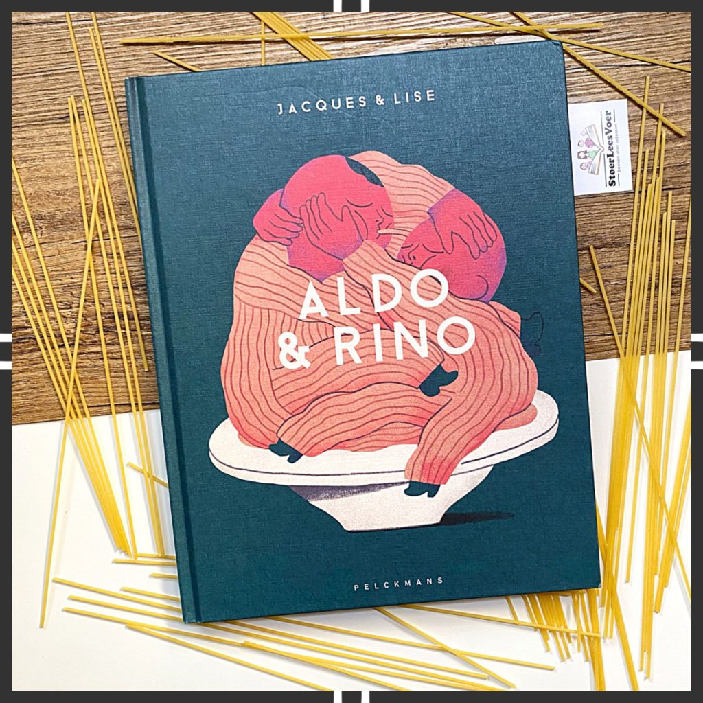 Aldo & Rino prentenboek voorkant cover kader jacques & Lise fantasie loslaten delen relativeren op rijm