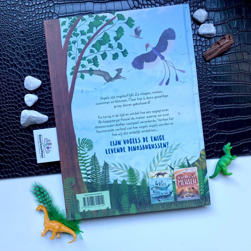 synopsis achterkant achterflap informatie weetjesboek Toen dinosaurussen de lucht in gingen lemniscaat dino vogels