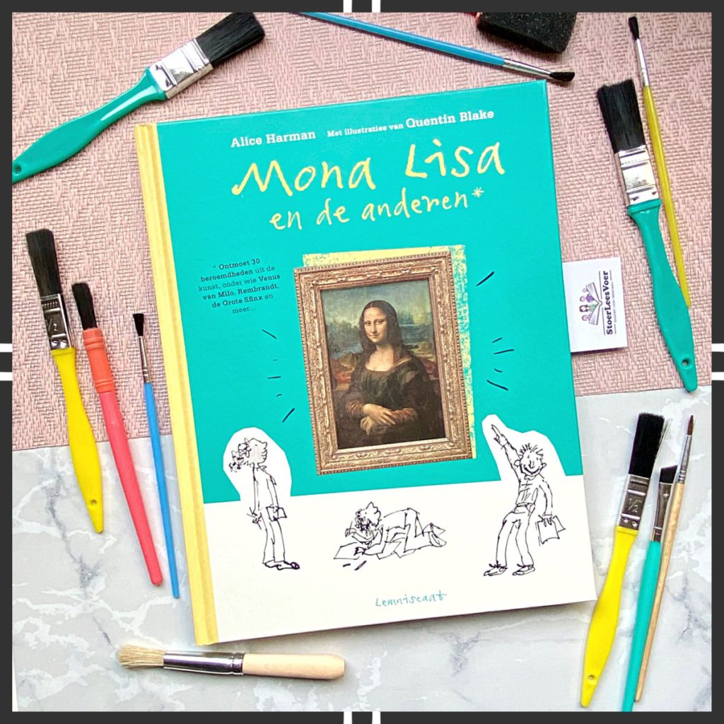 Mona Lisa en de anderen voorkant cover kader lemniscaat kunst jeugd weetjesboek quentin blake alice harman