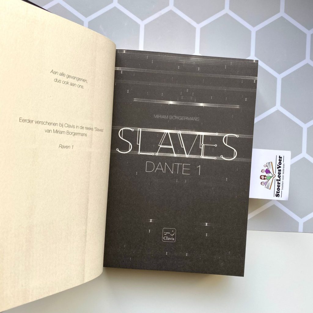 Titelblad Slaves 2 voorkant cover kader boek ya young adult boekenserie slaves serie dystopie macht slaven clavis miriam borgermans inkijkexemplaar samenvatting omslag actie toekomst