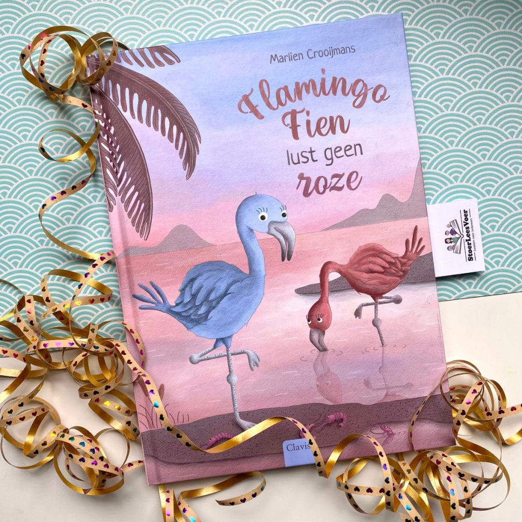 Flamingo Fien lust geen roze prentenboek op rijm kleuren smaken clavis marlien crooijmans proeven eten jezelf zijn boek voorkant cover kader