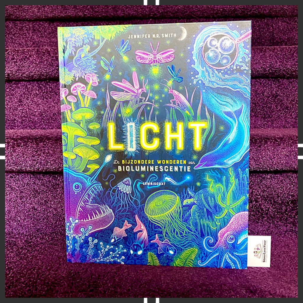 Licht, een bijzondere wereld van bioluminescentie voorkant cover kader lemniscaat weetjesboek jeud encyclopedie dieren diepzee oceaan samenvatting inkijkexemplaar natuur jennifer n.r. smith